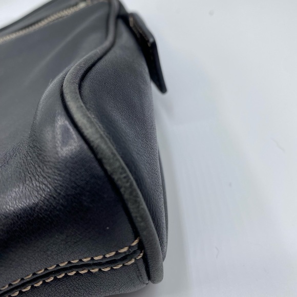 584coach unisex 1941 collection pouch black leather zip top #5086 Preowned - Picture 6 of 9